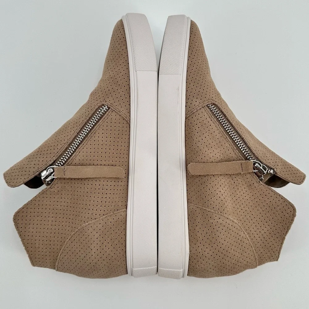 Steve Madden Caliber Leather Double Zip Taupe High Top Sneakers Women’s Size 9M